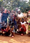 Photo showing Annelies with the deaf people from Adamorobe, Ghana.